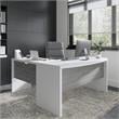Pemberly Row Set of 2 L-Shaped Bow Front Desk & Mobile File Cabinet - White/Gray