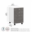 Pemberly Row Set of 2 L-Shaped Bow Front Desk & Mobile File Cabinet - White/Gray