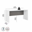 Pemberly Row Set of 2 60W Credenza Desk & Mobile File Cabinet in White & Gray