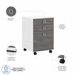 Pemberly Row Set of 2 Bow Front L-Shaped Desk & Mobile File Cabinet - White/Gray