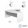 Pemberly Row Set of 2 Bow Front L-Shaped Desk & Mobile File Cabinet - White/Gray