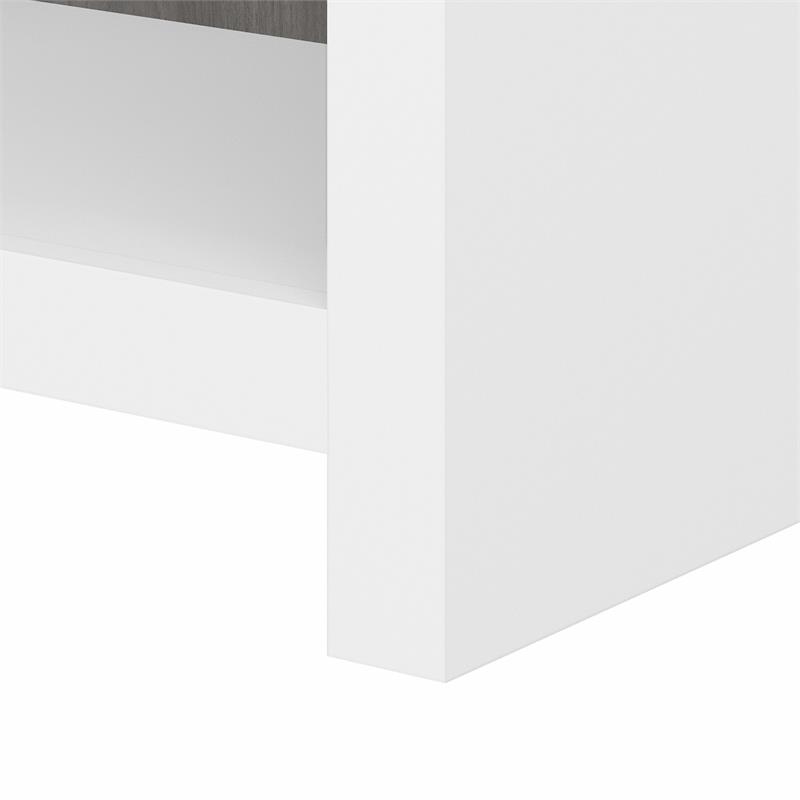 Pemberly Row Set of 2 L-Shaped Bow Front Desk & 5-Shelf Bookcase in White & Gray