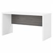 Pemberly Row Set of 2 60W Credenza Desk & 5-Shelf Bookcase in White & Gray