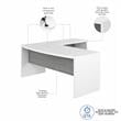 Pemberly Row Set of 2 Bow Front L-Shaped Desk & 5-Shelf Bookcase in White & Gray