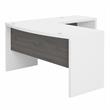 Pemberly Row Set of 2 L-Shape Bow Front Desk & Lateral File Cabinet - White/Gray