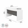 Pemberly Row Set of 2 L-Shape Bow Front Desk & Lateral File Cabinet - White/Gray