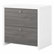 Pemberly Row Set of 2 L-Shape Bow Front Desk & Lateral File Cabinet - White/Gray