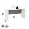 Pemberly Row Set of 2 60W Credenza Desk & Lateral File Cabinet in White & Gray