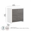 Pemberly Row Set of 2 60W Credenza Desk & Lateral File Cabinet in White & Gray