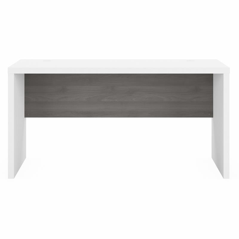 Pemberly Row Set of 2 60W Credenza Desk & Lateral File Cabinet in White & Gray