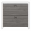 Pemberly Row Set of 2 60W Credenza Desk & Lateral File Cabinet in White & Gray