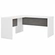 Pemberly Row Set of 2 L-Shaped Desk & Lateral File Cabinet in White & Gray