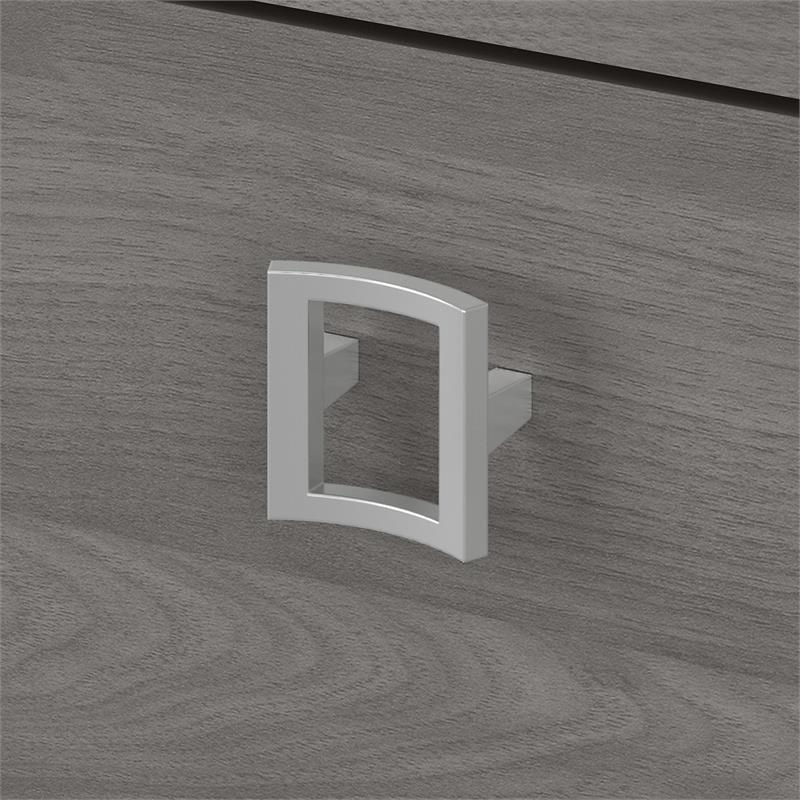 Pemberly Row Set of 2 L-Shaped Desk & Lateral File Cabinet in White & Gray