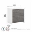 Pemberly Row Set of 2 L-Shaped Desk & Lateral File Cabinet in White & Gray