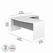 Pemberly Row Set of 2 Bow Front L-Shape Desk & Lateral File Cabinet - White/Gray