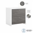 Pemberly Row Set of 2 Bow Front L-Shape Desk & Lateral File Cabinet - White/Gray