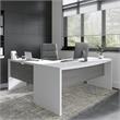Pemberly Row Set of 2 Bow Front L-Shape Desk & Lateral File Cabinet - White/Gray
