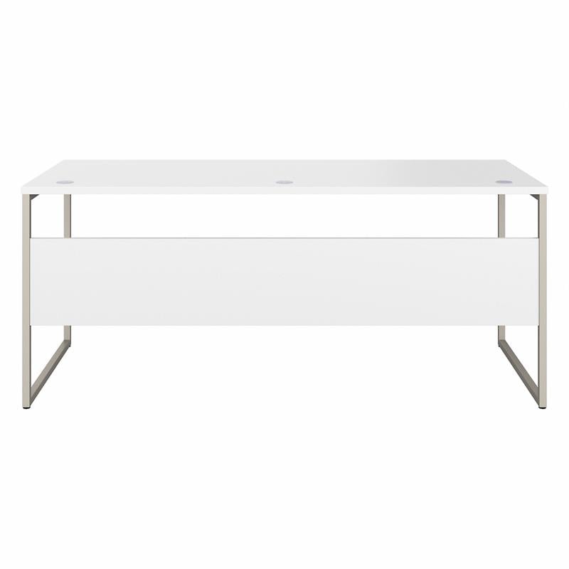 Pemberly Row Set of 2 Low Storage Cabinet & Computer Table Desk in White