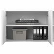 Pemberly Row Set of 2 Low Storage Cabinet & Computer Table Desk in White