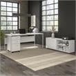 Pemberly Row Set of 2 Low Storage Cabinet & Computer Table Desk in White