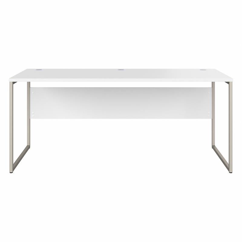 Pemberly Row Set of 2 Low Storage Cabinet & Computer Table Desk in White