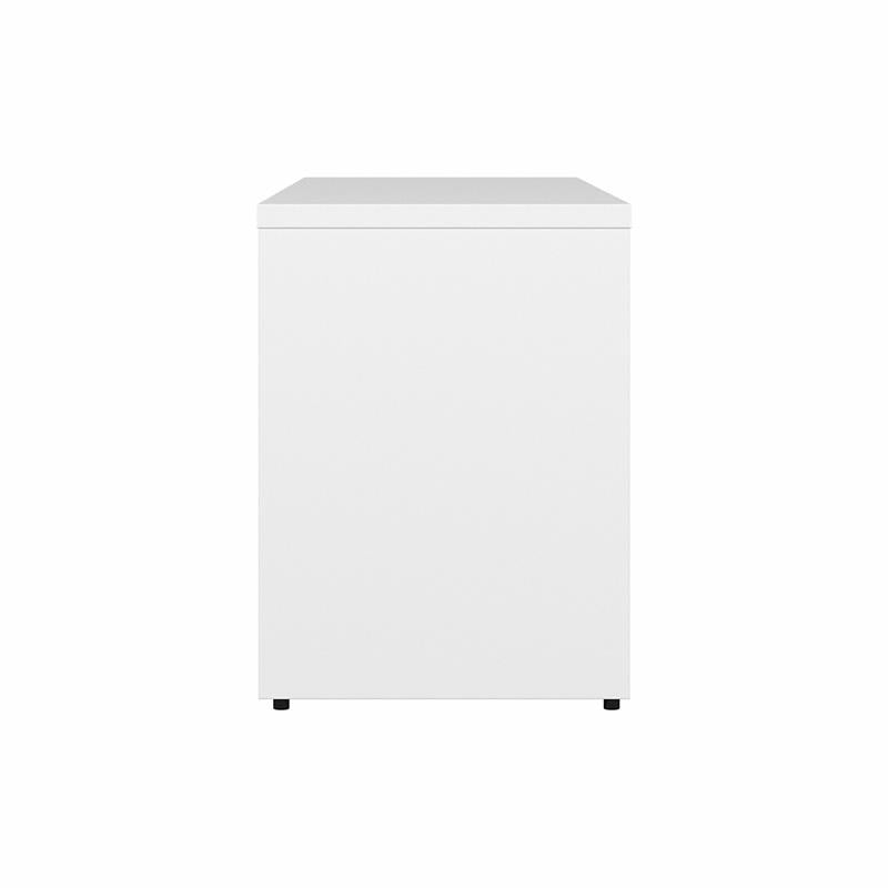 Pemberly Row Set of 2 Low Storage Cabinet & Computer Table Desk in White