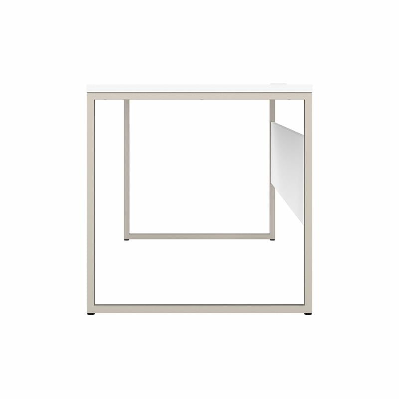 Pemberly Row Set of 2 Low Storage Cabinet & Computer Table Desk in White