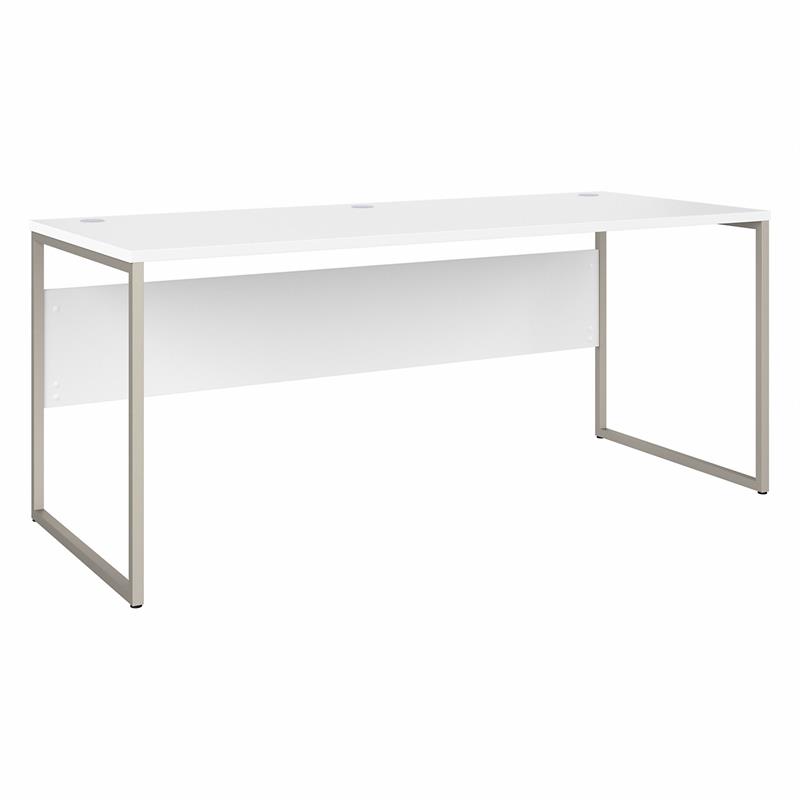 Pemberly Row Set of 2 Tall 5-Shelf Bookcase & Computer Table Desk in White