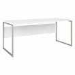 Pemberly Row Set of 2 Tall 5-Shelf Bookcase & Computer Table Desk in White