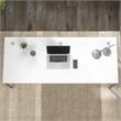 Pemberly Row Set of 2 Tall 5-Shelf Bookcase & Computer Table Desk in White