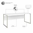 Pemberly Row Set of 2 Tall 5-Shelf Bookcase & Computer Table Desk in White