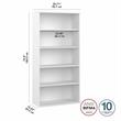 Pemberly Row Set of 2 Tall 5-Shelf Bookcase & Computer Table Desk in White