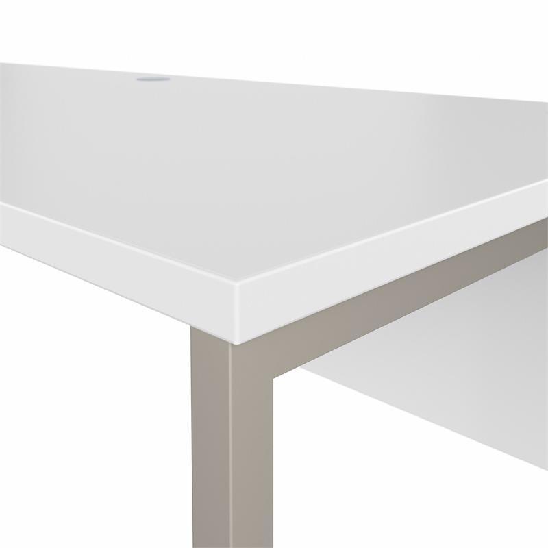 Pemberly Row Set of 2 Tall 5-Shelf Bookcase & Computer Table Desk in White