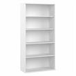 Pemberly Row Set of 2 Tall 5-Shelf Bookcase & Computer Table Desk in White