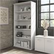 Pemberly Row Set of 2 Tall 5-Shelf Bookcase & Computer Table Desk in White
