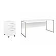 Pemberly Row Set of 2 Mobile File Cabinet & Computer Table Desk in White