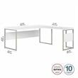 Pemberly Row Set of 2 Low Storage Cabinet & L-Shaped Table Desk in White