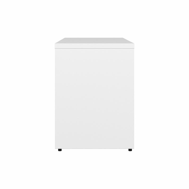 Pemberly Row Set of 2 Low Storage Cabinet & L-Shaped Table Desk in White