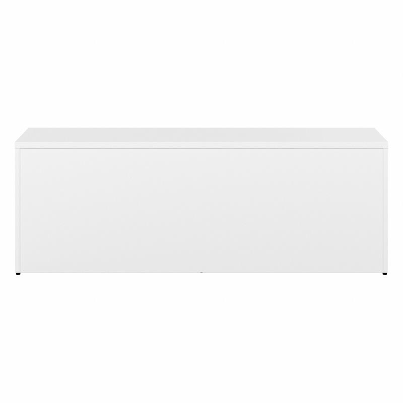 Pemberly Row Set of 2 Low Storage Cabinet & L-Shaped Table Desk in White