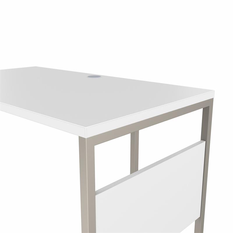 Pemberly Row Set of 2 Tall 5-Shelf Bookcase & L-Shaped Table Desk in White