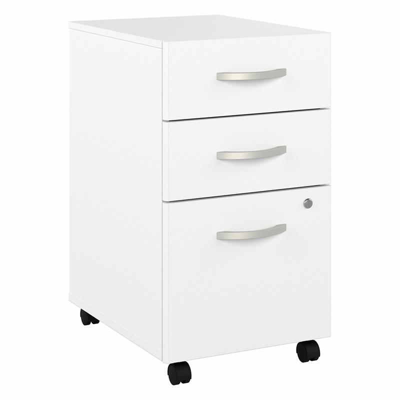 Pemberly Row Set of 2 Mobile File Cabinet & L-Shaped Table Desk in White