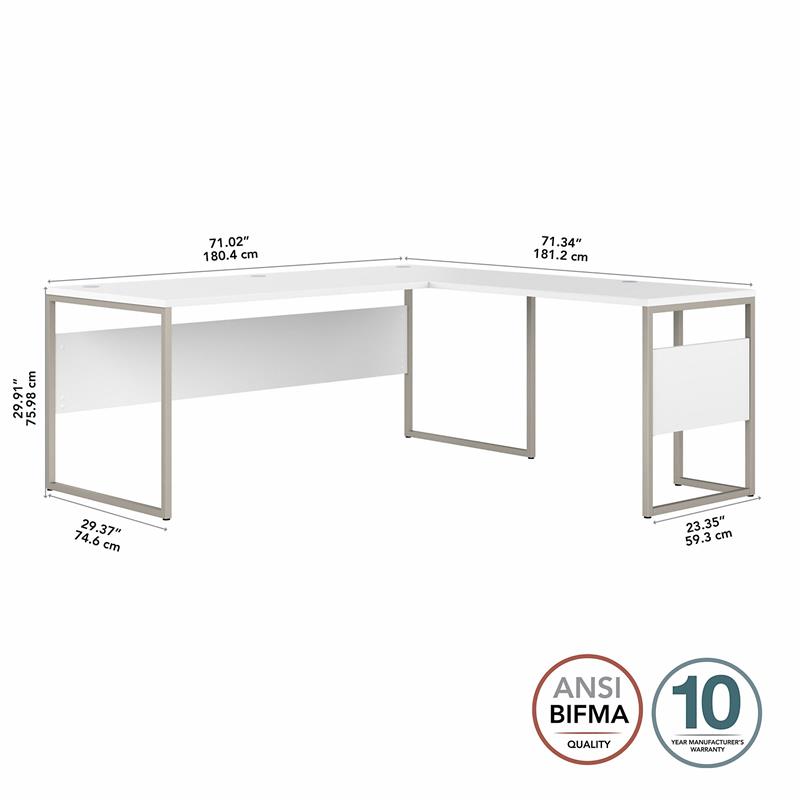 Pemberly Row Set of 2 Mobile File Cabinet & L-Shaped Table Desk in White