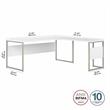 Pemberly Row Set of 2 Mobile File Cabinet & L-Shaped Table Desk in White