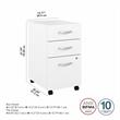 Pemberly Row Set of 2 Mobile File Cabinet & L-Shaped Table Desk in White