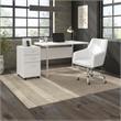 Pemberly Row Set of 2 Mobile File Cabinet & L-Shaped Table Desk in White