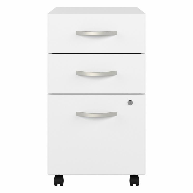 Pemberly Row Set of 2 Mobile File Cabinet & L-Shaped Table Desk in White