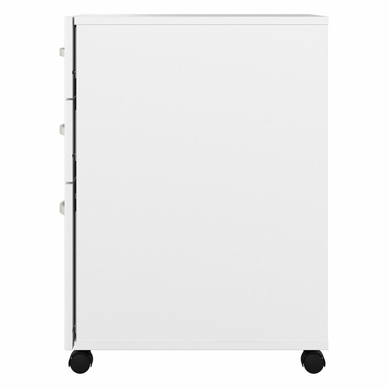Pemberly Row Set of 2 Mobile File Cabinet & L-Shaped Table Desk in White