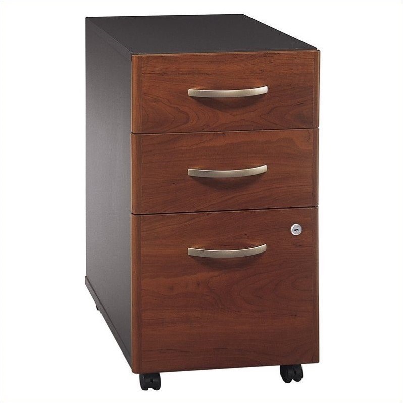 Pemberly Row Set of 2 60W Office Desk & Mobile File Cabinet in Hansen Cherry