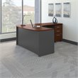 Pemberly Row Set of 2 Wood L-Shaped Desk & Mobile File Cabinet in Hansen Cherry