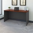 Pemberly Row Set of 2 60W Credenza Desk & 5-Shelf Bookcase in Hansen Cherry